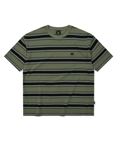 BROWNBREATH(ブラウンブレス)の「TAG PIQUE STRIPE TEE - KHAKI(Tシャツ/カットソー・レディース・その他・X-LARGE/SMALL/MEDIUM/LARGE)」の1枚目の写真