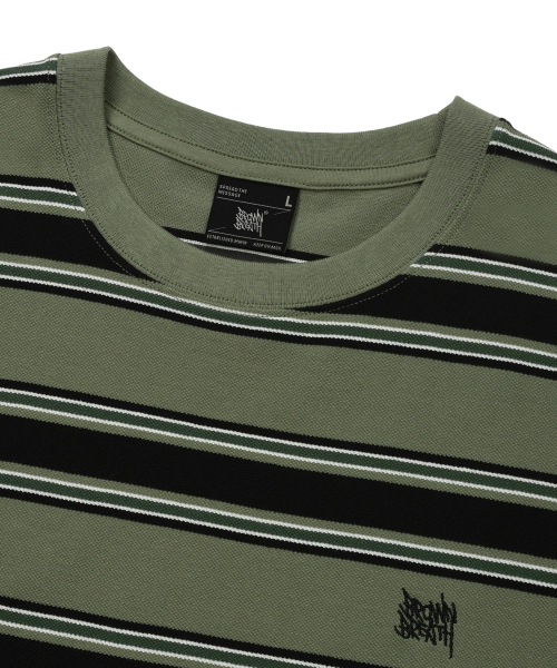 BROWNBREATH(ブラウンブレス)の「TAG PIQUE STRIPE TEE - KHAKI(Tシャツ/カットソー・レディース・その他・X-LARGE/SMALL/MEDIUM/LARGE)」の3枚目の写真