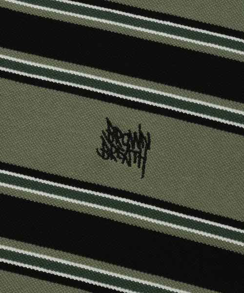 BROWNBREATH(ブラウンブレス)の「TAG PIQUE STRIPE TEE - KHAKI(Tシャツ/カットソー・レディース・その他・X-LARGE/SMALL/MEDIUM/LARGE)」の4枚目の写真