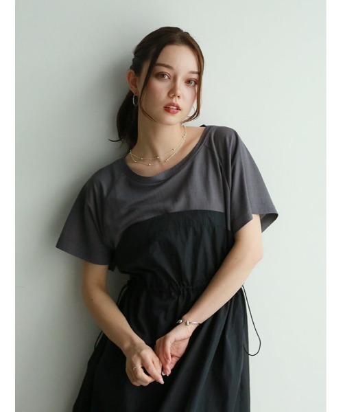 fifth(フィフス)の「【接触冷感】ナイロンワッシャーレイヤードワンピース(ワンピース・レディース・ブラック×グレー/ホワイト×ブラック・M)」の21枚目の写真