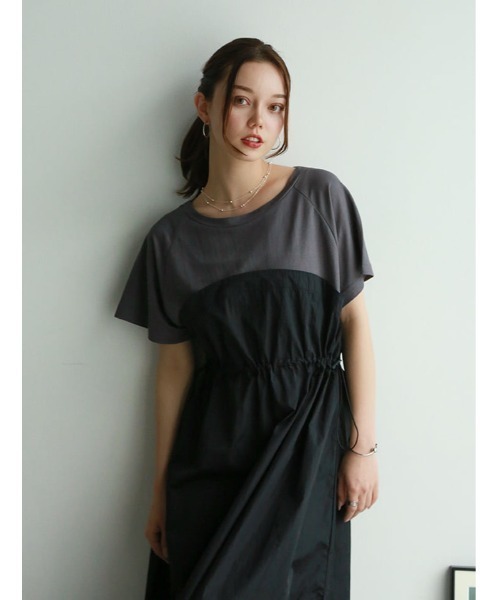 fifth(フィフス)の「【接触冷感】ナイロンワッシャーレイヤードワンピース(ワンピース・レディース・ブラック×グレー/ホワイト×ブラック・M)」の22枚目の写真