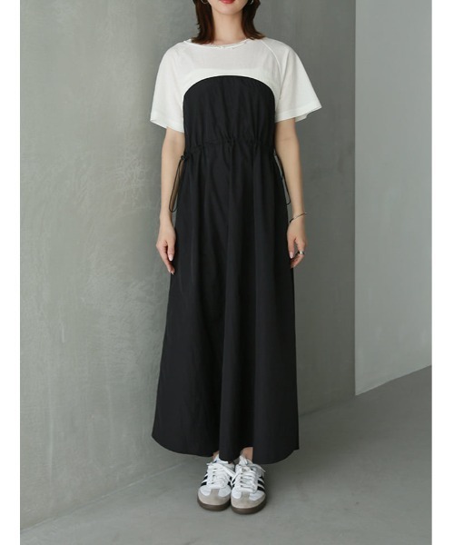 fifth(フィフス)の「【接触冷感】ナイロンワッシャーレイヤードワンピース(ワンピース・レディース・ブラック×グレー/ホワイト×ブラック・M)」の9枚目の写真