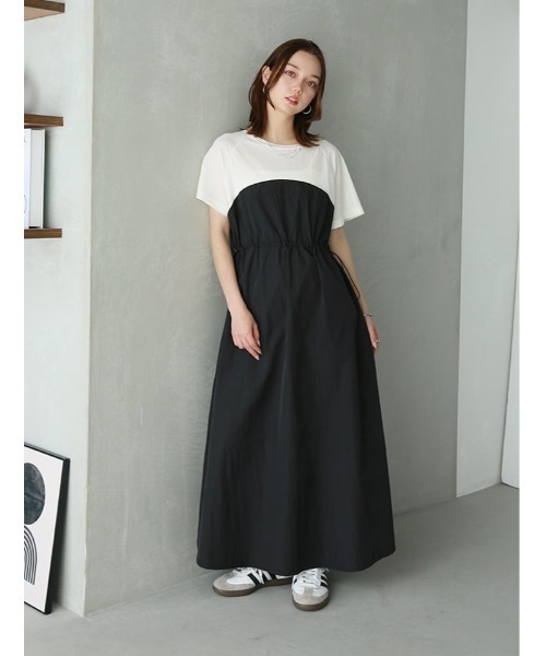 fifth(フィフス)の「【接触冷感】ナイロンワッシャーレイヤードワンピース(ワンピース・レディース・ブラック×グレー/ホワイト×ブラック・M)」の18枚目の写真