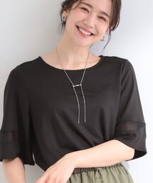 SHOO・LA・RUE | 【洗濯機後しわになりにくい/S-LL】お袖のシアーで抜け感プラス 二の腕隠せるフレアスリーブトップス(Tシャツ/カットソー)