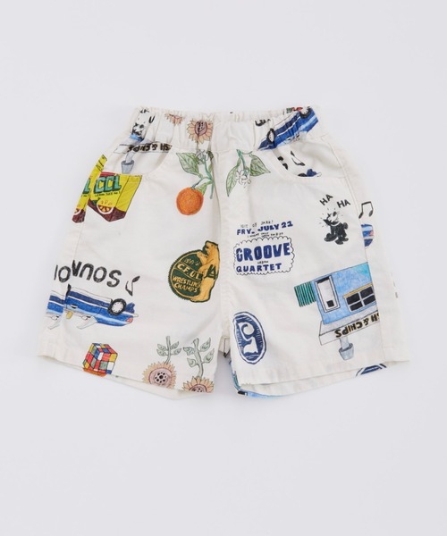 Ocean&Ground(オーシャン&グラウンド)の「Jr.ペイントアートショーツ(その他パンツ・キッズ・チャコール/アイボリー・160/150)」の1枚目の写真