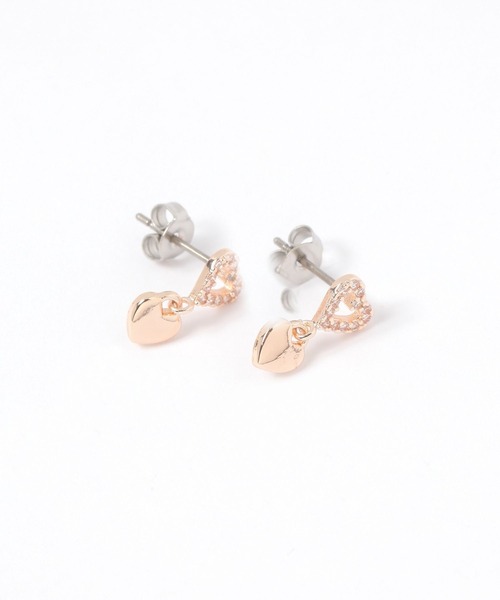 LAKOLE（ラコレ）の「ツインハートビジューピアス / 663475（ピアス（両耳用）・レディース・その他1/ピンク系その他・FREE）」の2枚目の写真