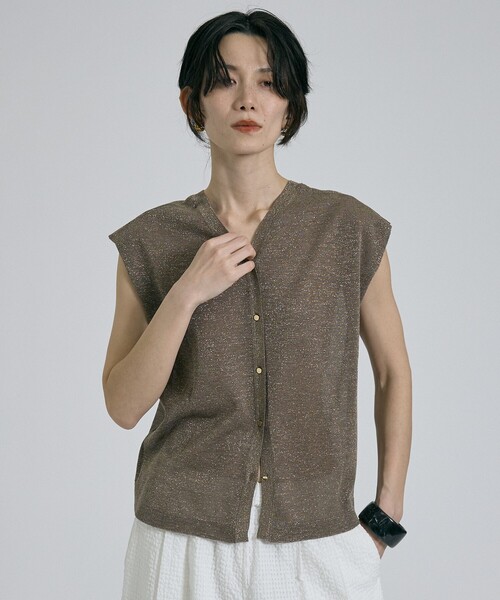 qualite（カリテ）の「【前後着用可能！】ラメ2WAYニット　春服　夏服　オフィスカジュアル　きれいめ（タンクトップ・レディース・チャコールグレー/その他/シルバー/ブラウン・フリー）」の15枚目の写真
