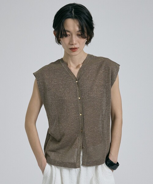 qualite（カリテ）の「【前後着用可能！】ラメ2WAYニット　春服　夏服　オフィスカジュアル　きれいめ（タンクトップ・レディース・チャコールグレー/その他/シルバー/ブラウン・フリー）」の16枚目の写真