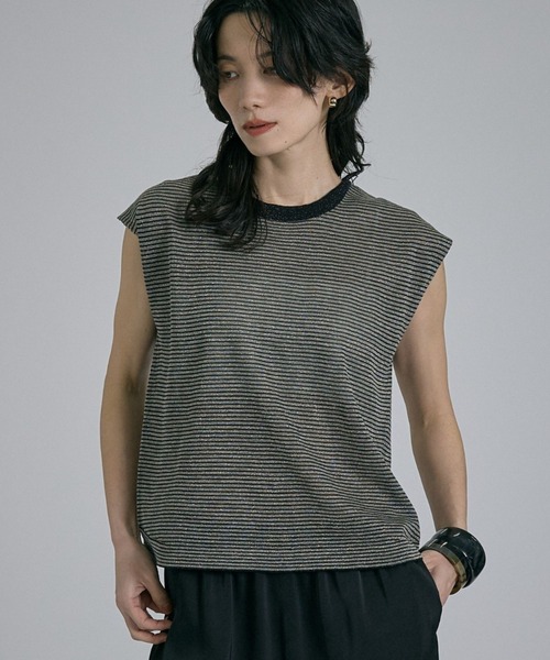 qualite（カリテ）の「【前後着用可能！】ラメ2WAYニット　春服　夏服　オフィスカジュアル　きれいめ（タンクトップ・レディース・チャコールグレー/その他/シルバー/ブラウン・フリー）」の4枚目の写真