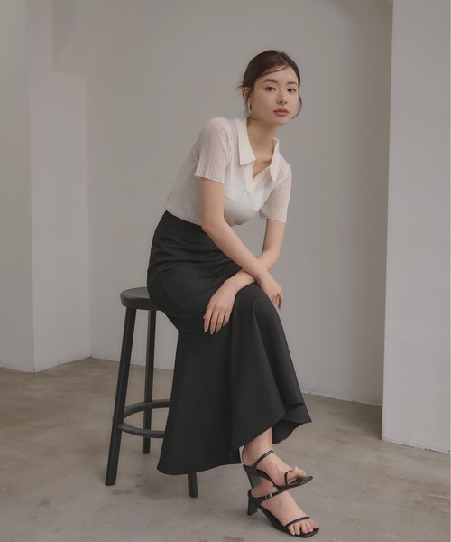 SOELA(ソエラ)の「【INGNI SOELA】シアースキッパーリブニット/WEB限定(ニット/セーター・レディース・ネイビー/アイボリー/チャコールグレー・FREE)」の5枚目の写真