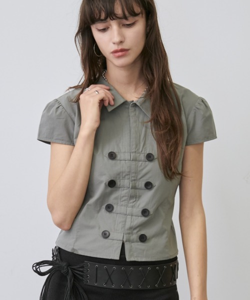 Rohwel(ローウェル)の「Napoleon compact Button Shirt / ナポレオンコンパクトボタンシャツ(シャツ/ブラウス・レディース・ホワイト/ライトブルー/ブラック/グレー・FREE)」の10枚目の写真