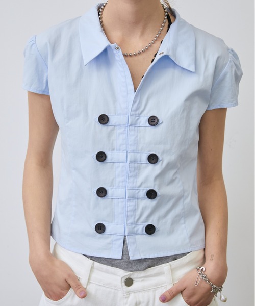 Rohwel(ローウェル)の「Napoleon compact Button Shirt / ナポレオンコンパクトボタンシャツ(シャツ/ブラウス・レディース・ホワイト/ライトブルー/ブラック/グレー・FREE)」の22枚目の写真