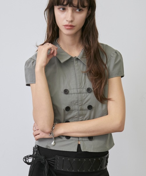 Rohwel(ローウェル)の「Napoleon compact Button Shirt / ナポレオンコンパクトボタンシャツ(シャツ/ブラウス・レディース・ホワイト/ライトブルー/ブラック/グレー・FREE)」の11枚目の写真