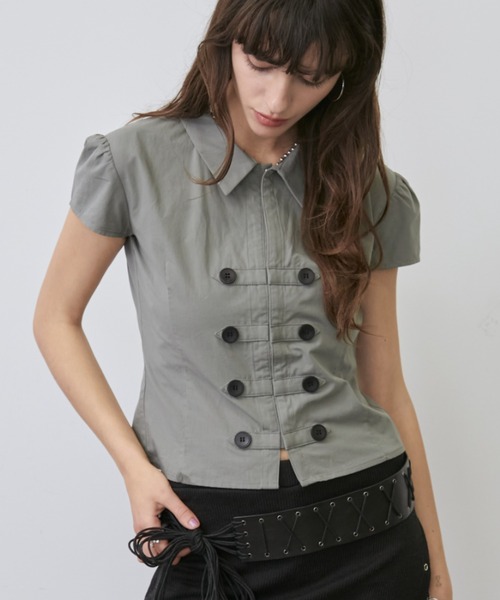 Rohwel(ローウェル)の「Napoleon compact Button Shirt / ナポレオンコンパクトボタンシャツ(シャツ/ブラウス・レディース・ホワイト/ライトブルー/ブラック/グレー・FREE)」の12枚目の写真