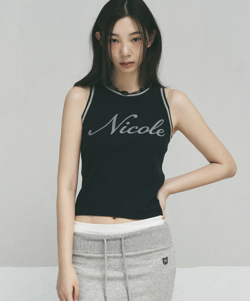 NICK&NICOLE(ニックアンドニコール)の「NICOLE RIBBED SLEEVELESS TOP_NAVY(Tシャツ/カットソー・レディース・その他・FREE)」の1枚目の写真