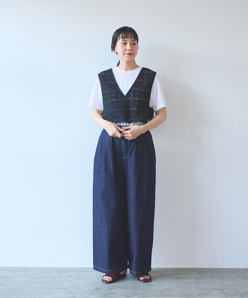 yuni(ユニ )の「cotton Lace 2way vest(シャツ/ブラウス・レディース・ホワイト/ブラック・FREE)」の3枚目の写真