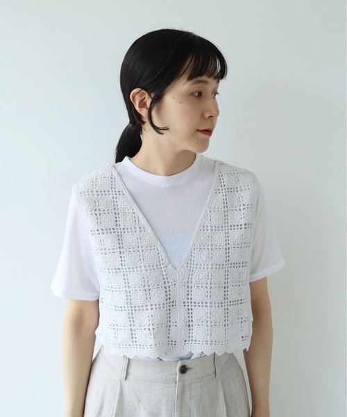 yuni(ユニ )の「cotton Lace 2way vest(シャツ/ブラウス・レディース・ホワイト/ブラック・FREE)」の19枚目の写真