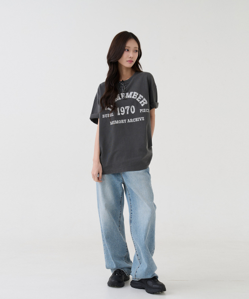 BUBBLPIECE（バブルピース）の「[男女共用] 1970リメンバークラックピグメントTシャツ_チャコール（Tシャツ/カットソー・レディース・その他・MEDIUM/LARGE）」の3枚目の写真