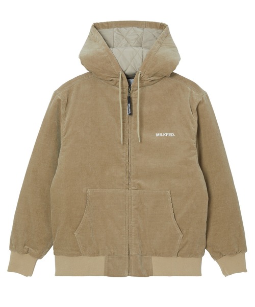 MILKFED.（ミルクフェド）の「LOGO EMBROIDERED CORDUROY HOODED JACKET（ブルゾン・レディース・ベージュ/ブラック/オフホワイト・S/M）」の6枚目の写真
