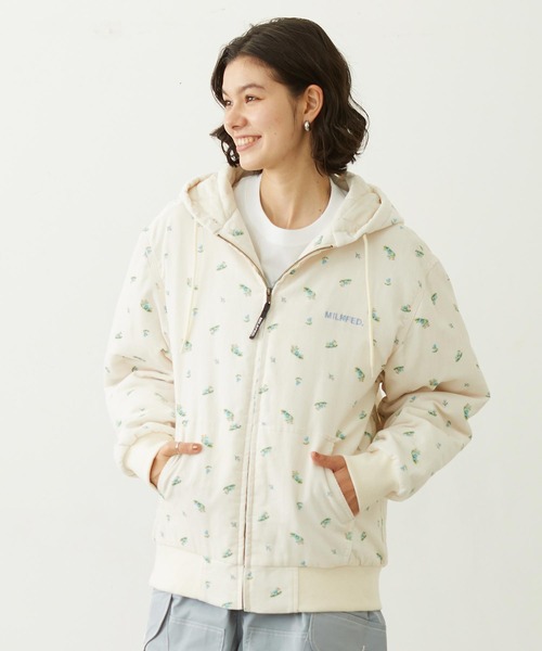 MILKFED.（ミルクフェド）の「LOGO EMBROIDERED CORDUROY HOODED JACKET（ブルゾン・レディース・ベージュ/ブラック/オフホワイト・S/M）」の14枚目の写真