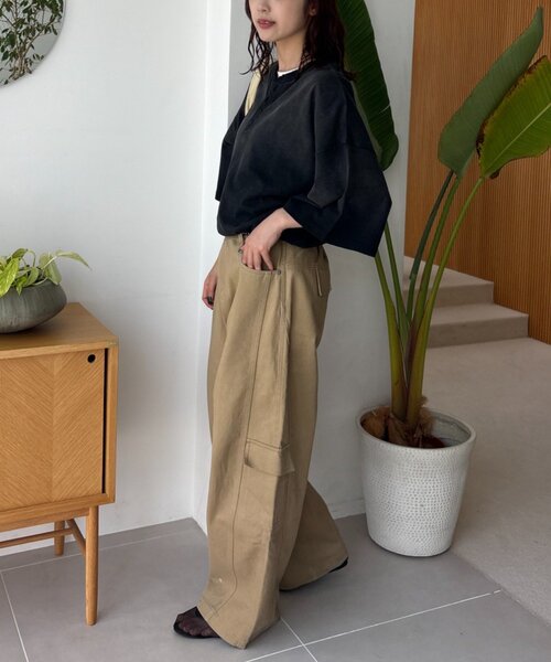 CIAOPANIC TYPY(チャオパニックティピー)の「【UNISEX】スプレー加工ヘンリーTEE(Tシャツ/カットソー・メンズ・ブラック/オレンジ/ホワイト・MEDIUM/LARGE)」の10枚目の写真
