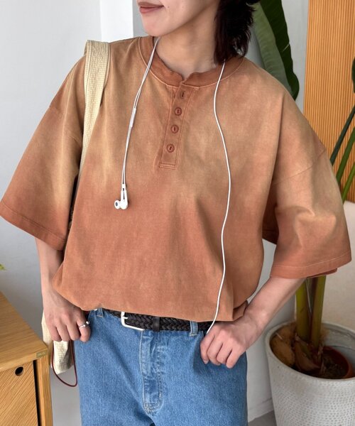 CIAOPANIC TYPY(チャオパニックティピー)の「【UNISEX】スプレー加工ヘンリーTEE(Tシャツ/カットソー・メンズ・ブラック/オレンジ/ホワイト・MEDIUM/LARGE)」の22枚目の写真