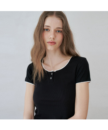 GLOWNOTE（グロウノート）の「GLOW LACE HENLEY NECK T-SHIRTS (4COLOR)（Tシャツ/カットソー）」