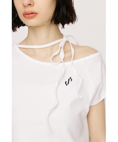 SLY(スライ)の「ONE SHOULDER S. TOPS ワンショルダーエスドットトップス 春服 夏服(Tシャツ/カットソー・レディース・レッド/ネイビー/ブラック/オフホワイト/ライトイエロー・FREE)」の8枚目の写真