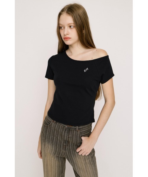 SLY(スライ)の「ONE SHOULDER S. TOPS ワンショルダーエスドットトップス 春服 夏服(Tシャツ/カットソー・レディース・レッド/ネイビー/ブラック/オフホワイト/ライトイエロー・FREE)」の14枚目の写真