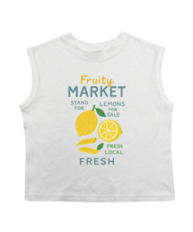 レモン 袖なしTシャツ-ホワイト(Lemon Sleeveless T white)