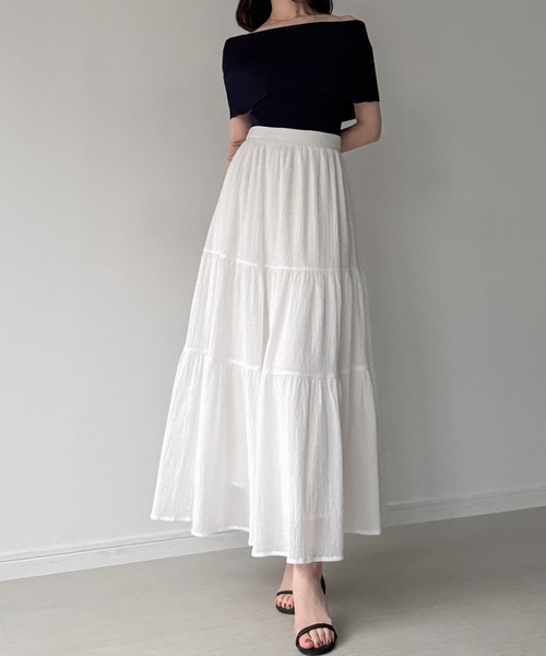 junoah(ジュノア)の「楊柳ティアードスカート(スカート・レディース・ホワイト/ピンク/ブルーグレー・SMALL/MEDIUM/LARGE)」の4枚目の写真