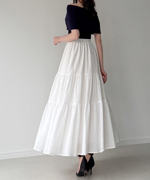 junoah(ジュノア)の「楊柳ティアードスカート(スカート・レディース・ホワイト/ピンク/ブルーグレー・SMALL/MEDIUM/LARGE)」の5枚目の写真