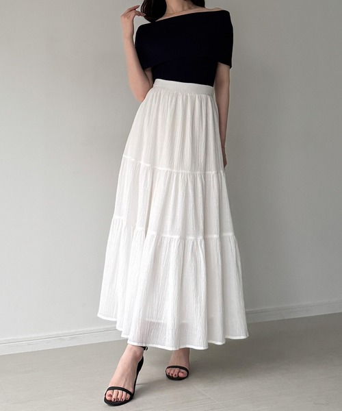 junoah(ジュノア)の「楊柳ティアードスカート(スカート・レディース・ホワイト/ピンク/ブルーグレー・SMALL/MEDIUM/LARGE)」の6枚目の写真