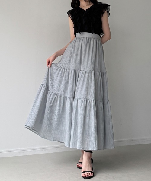 junoah(ジュノア)の「楊柳ティアードスカート(スカート・レディース・ホワイト/ピンク/ブルーグレー・SMALL/MEDIUM/LARGE)」の7枚目の写真