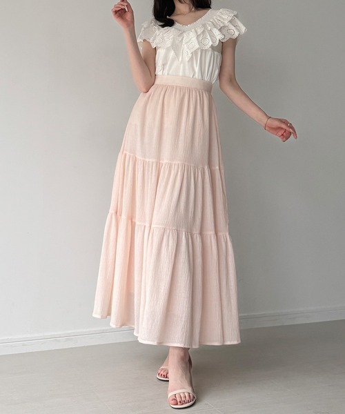 junoah(ジュノア)の「楊柳ティアードスカート(スカート・レディース・ホワイト/ピンク/ブルーグレー・SMALL/MEDIUM/LARGE)」の10枚目の写真