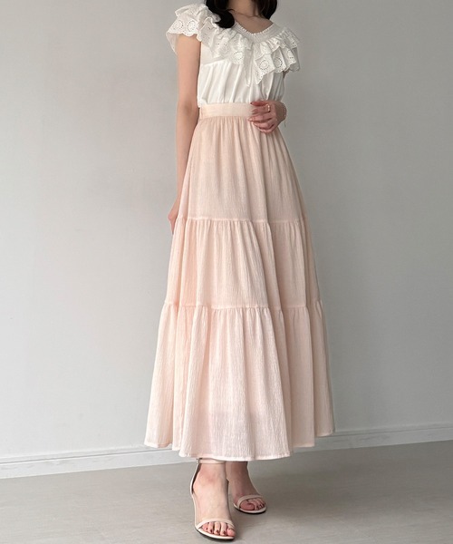 junoah(ジュノア)の「楊柳ティアードスカート(スカート・レディース・ホワイト/ピンク/ブルーグレー・SMALL/MEDIUM/LARGE)」の11枚目の写真