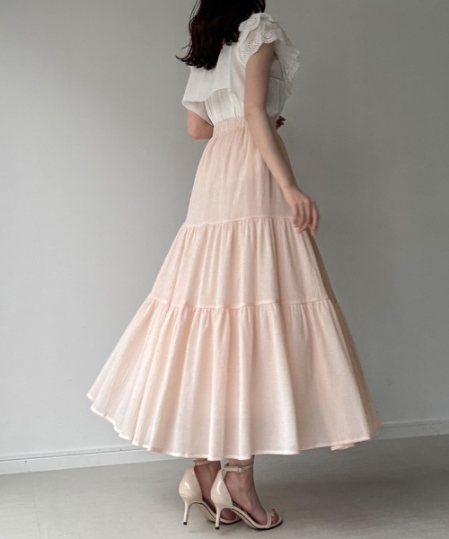junoah(ジュノア)の「楊柳ティアードスカート(スカート・レディース・ホワイト/ピンク/ブルーグレー・SMALL/MEDIUM/LARGE)」の12枚目の写真