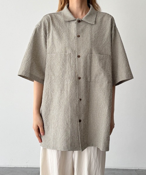 CANAL JEAN(キャナルジーン)の「choice_cnl サッカーチェックシャツ(シャツ/ブラウス・レディース・カーキ・ONE SIZE)」の5枚目の写真