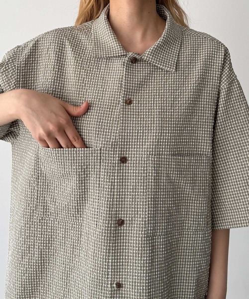 CANAL JEAN(キャナルジーン)の「choice_cnl サッカーチェックシャツ(シャツ/ブラウス・レディース・カーキ・ONE SIZE)」の2枚目の写真