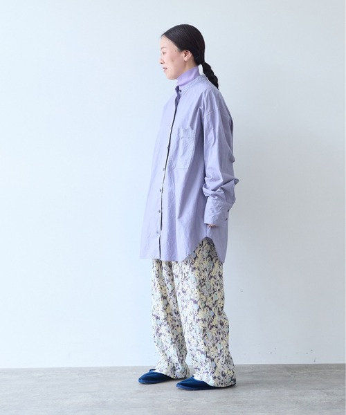 yuni(ユニ )の「コットンキャッチワッシャーmoe sleeves back ribbon ブラウス(シャツ/ブラウス・レディース・ホワイト/グリーン/ブラック・FREE)」の5枚目の写真