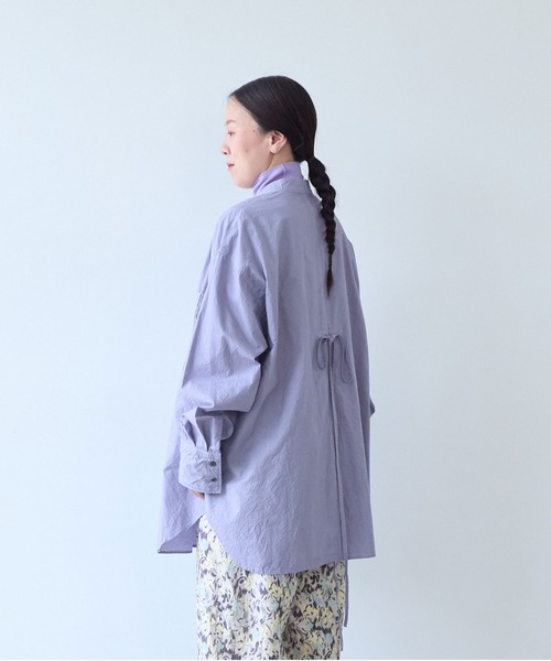 yuni(ユニ )の「コットンキャッチワッシャーmoe sleeves back ribbon ブラウス(シャツ/ブラウス・レディース・ホワイト/グリーン/ブラック・FREE)」の10枚目の写真
