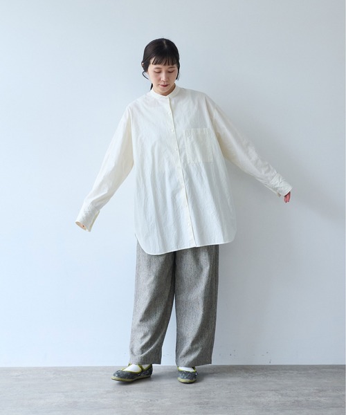 yuni(ユニ )の「コットンキャッチワッシャーmoe sleeves back ribbon ブラウス(シャツ/ブラウス・レディース・ホワイト/グリーン/ブラック・FREE)」の12枚目の写真