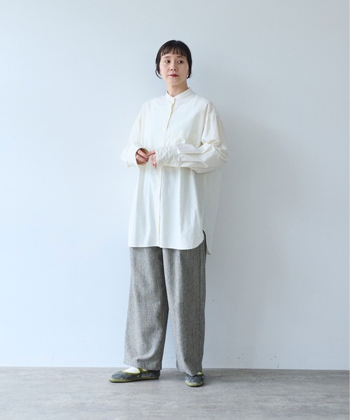 yuni(ユニ )の「コットンキャッチワッシャーmoe sleeves back ribbon ブラウス(シャツ/ブラウス・レディース・ホワイト/グリーン/ブラック・FREE)」の13枚目の写真