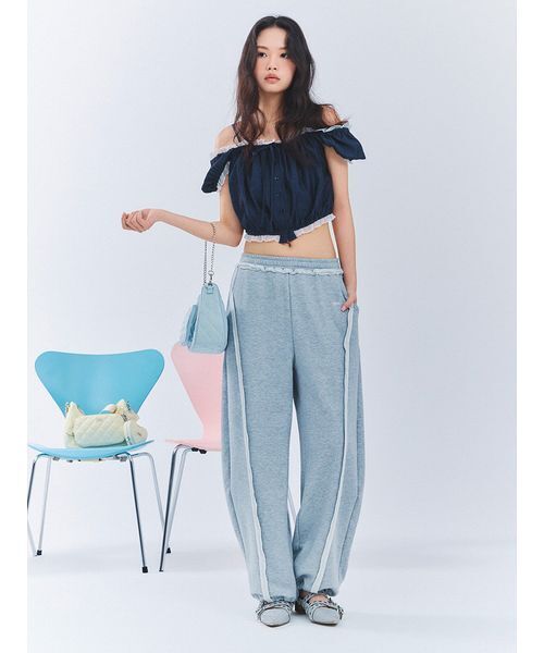 FURFUR(ファーファー)の「【WEB・一部店舗限定カラー】スウェットワイドパンツ(その他パンツ・レディース・クリーム/ネイビー/ピンク/グレー・F)」の6枚目の写真