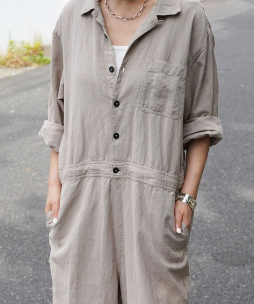 JOURNAL STANDARD LUXE(ジャーナルスタンダード ラックス)の「【HTS】COTTON LINEN OVERALLS(つなぎ/オールインワン・レディース・ベージュ・46)」の3枚目の写真