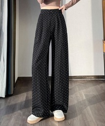 ドット柄ワイドストレートパンツ