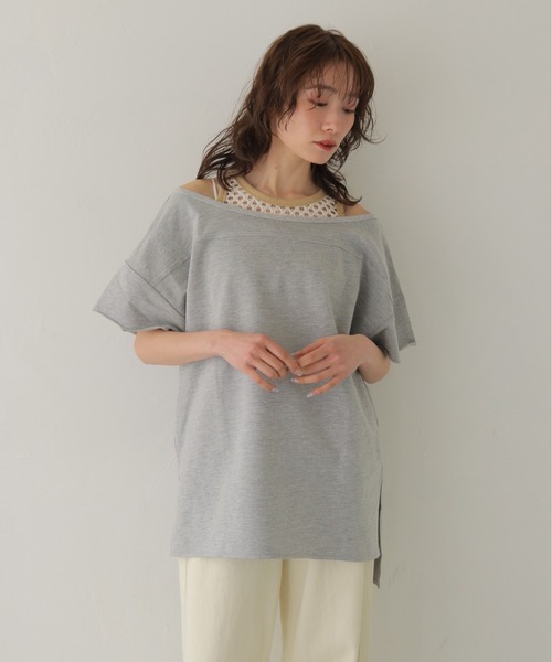 CLEIO(クレイオ)の「【CLEIO】2WAYオフショルダープルオーバー 2WAY OFF-SHOULDER PULLOVER(Tシャツ/カットソー・レディース・ネイビー/ブラウン/グレー/ピンク・FREE)」の1枚目の写真