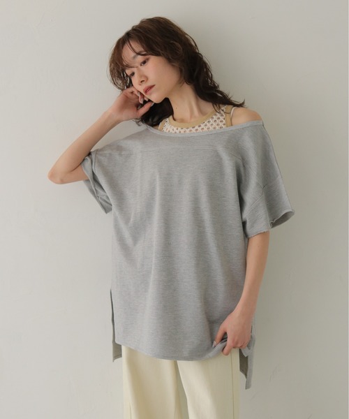 CLEIO(クレイオ)の「【CLEIO】2WAYオフショルダープルオーバー 2WAY OFF-SHOULDER PULLOVER(Tシャツ/カットソー・レディース・ネイビー/ブラウン/グレー/ピンク・FREE)」の8枚目の写真