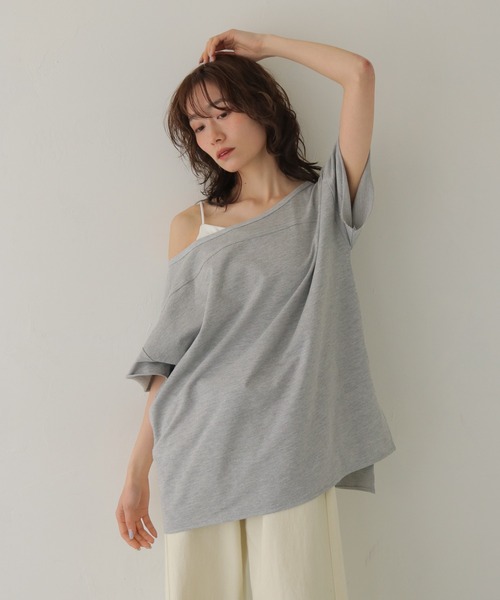 CLEIO(クレイオ)の「【CLEIO】2WAYオフショルダープルオーバー 2WAY OFF-SHOULDER PULLOVER(Tシャツ/カットソー・レディース・ネイビー/ブラウン/グレー/ピンク・FREE)」の5枚目の写真