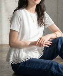裾レース切り替えTシャツ